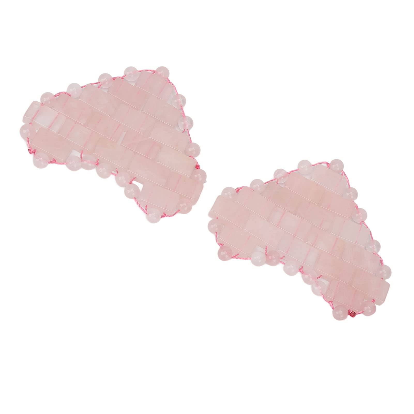 2Pcs Jade Stone Eye Pads for Wrinkles & Puffiness Removal - Heart Shaped Facial Massage Tool for Relaxation, Dark Circle Reduction & Stress Relief - Reusable Rose Quartz Eye Mask for Skincare & Beauty Routine - Perfect for Spa, Travel & Home Use
