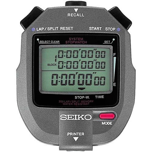 Seiko 300 Lap Memory Stopwatch with Printer Connectivity - Perfect for Track & Field, Swimming, and Sports Timing Events