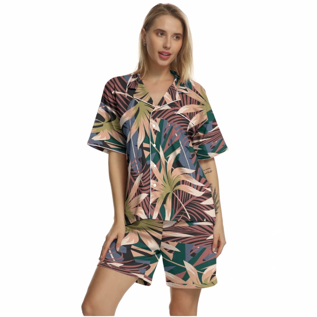 Floral Silk Pajama Set for Women - Comfort Sleepwear & Loungewear for Nighttime Relaxation