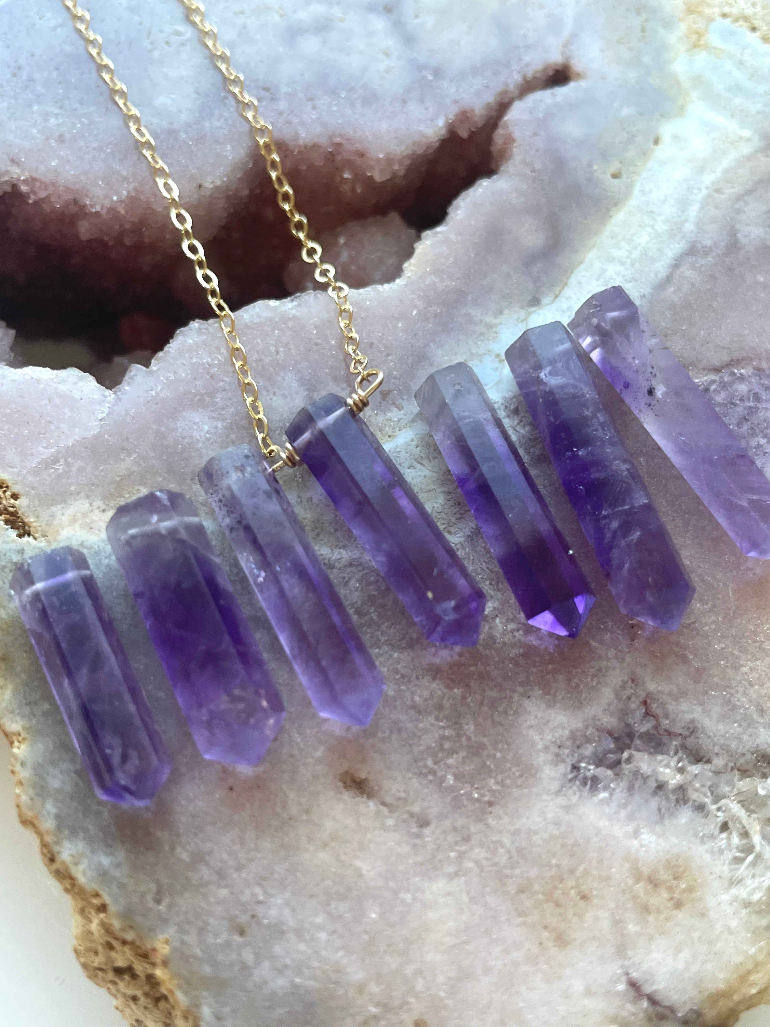 Elegant Amethyst Point Necklace - February Birthstone Crystal Pendant for Women | Perfect for Valentine's Day Gifts, Birthday Presents & Spiritual Healing Jewelry