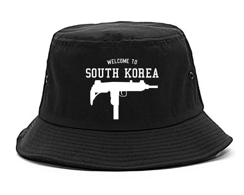 Kings Of NY Welcome to South Korea Uzi Machine Guns Country Bucket Hat - Stylish Unisex Baseball Cap for Streetwear, Hip Hop Fashion & Urban Outfits
