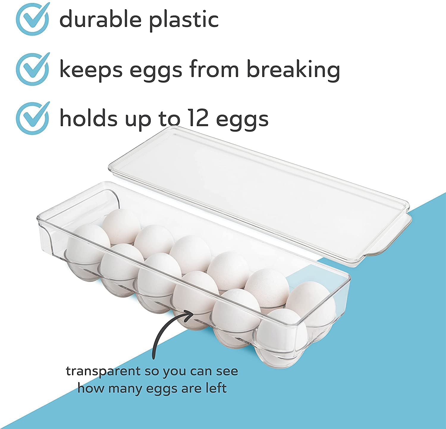 Kienlix Clear Acrylic Egg Storage Box - 12 Slot Refrigerator Egg Tray with Lid & Handles | Unbreakable Kitchen Organizer for Fresh Eggs | Perfect for Home, Restaurant & Farm Use