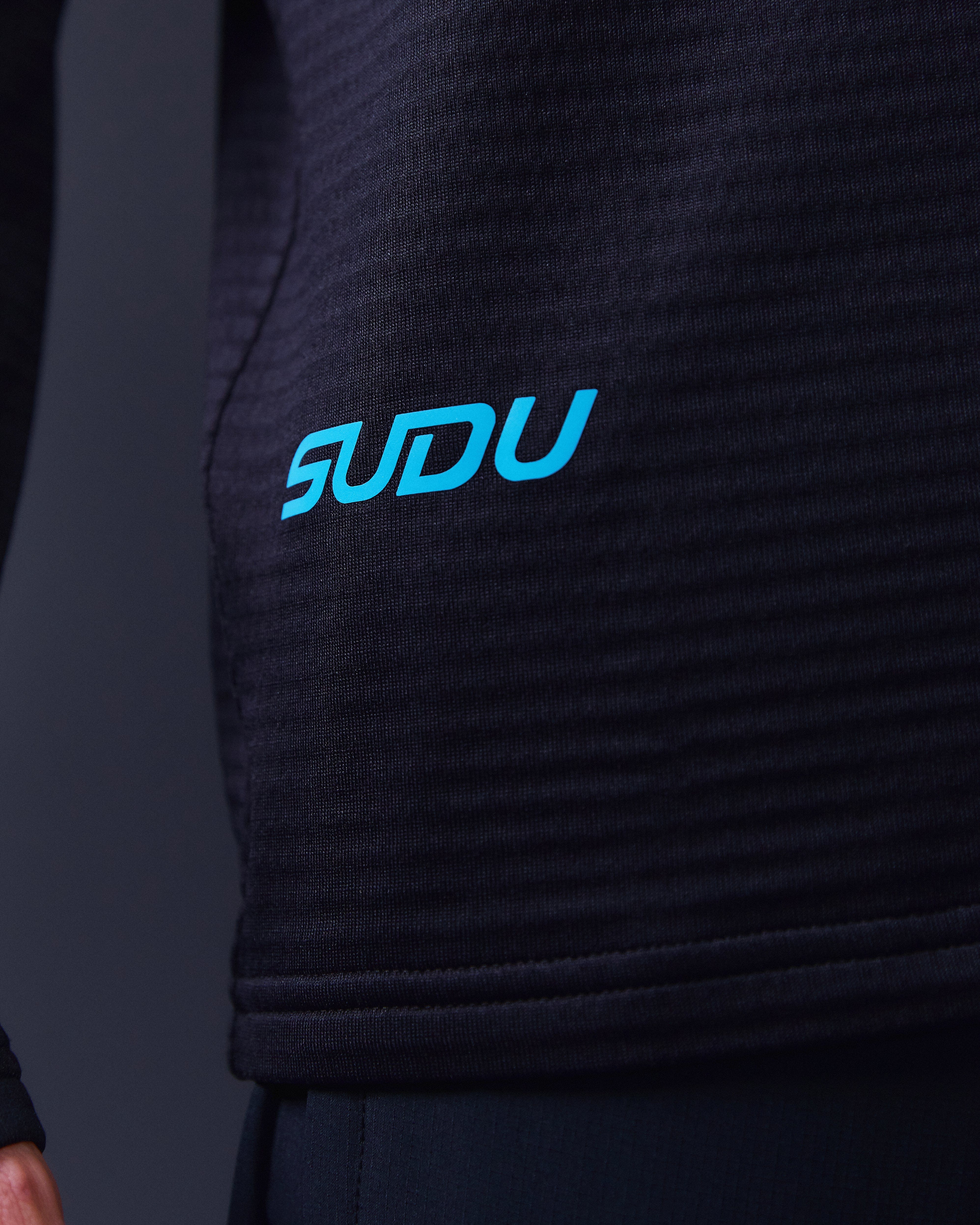 SRZ 01 Zip Mid Layer Jacket - Black & Light Blue | Lightweight Fleece for Hiking, Camping & Outdoor Activities