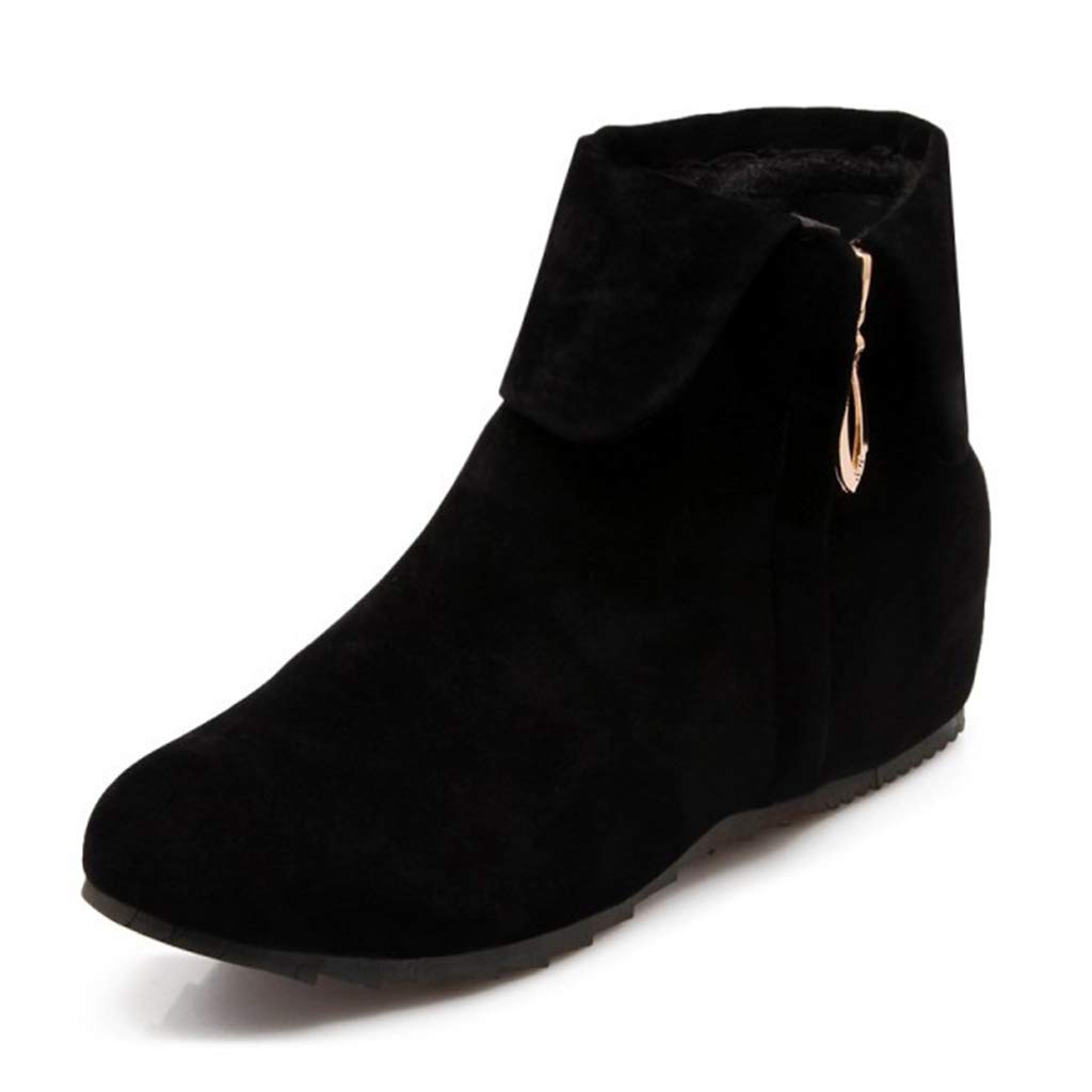 Women's Vintage Suede Ankle Boots - Pointed Toe Motorcycle Boots for Hiking, Outdoor & Winter Wear (Black, Size 34) | Perfect for Autumn Fashion, Snow Days & Casual Outfits