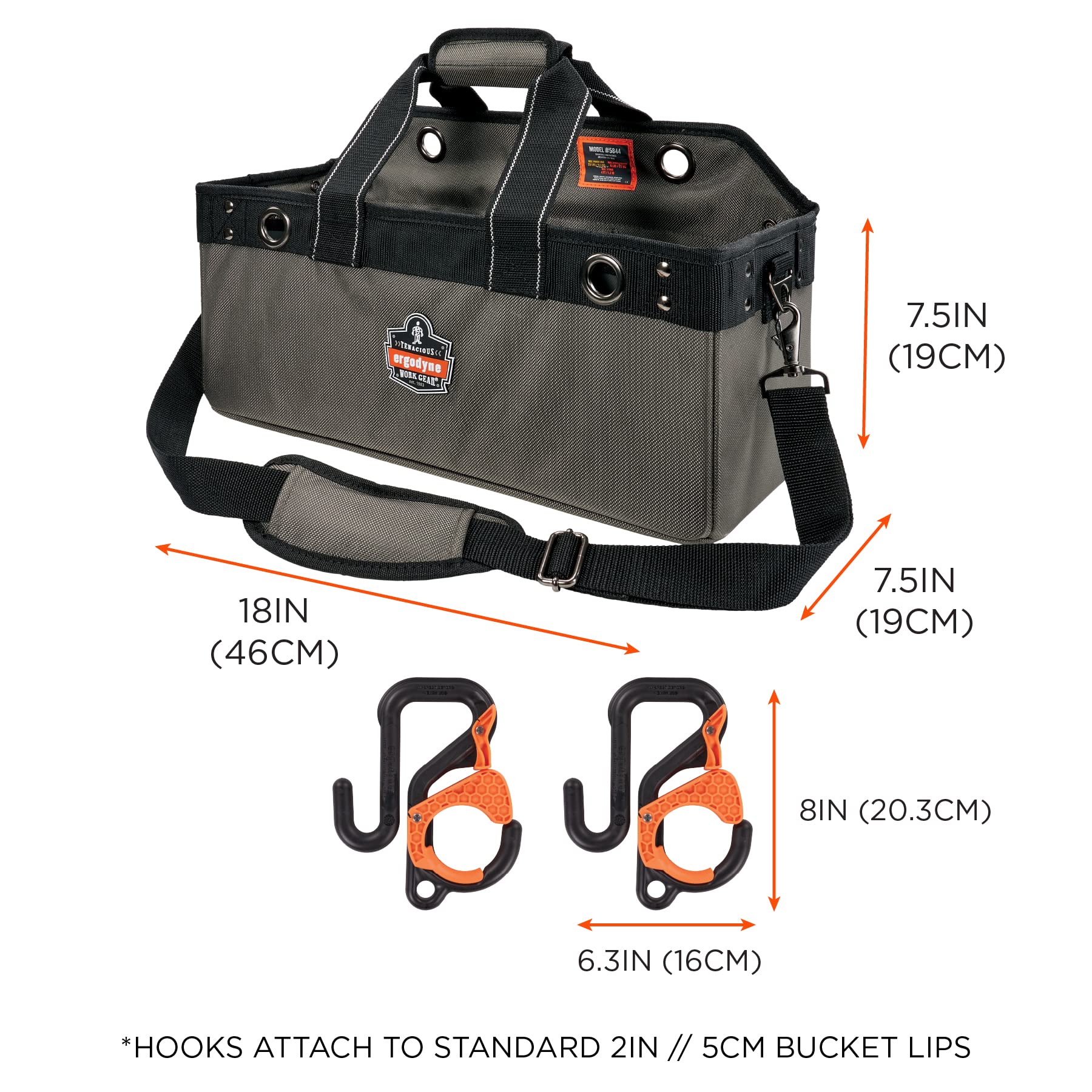 Ergodyne Arsenal 5846 Heavy Duty Bucket Truck Tool Bag with Locking Aerial Bucket Hooks - Durable Utility Pouch for Electricians & Linemen Working at Heights