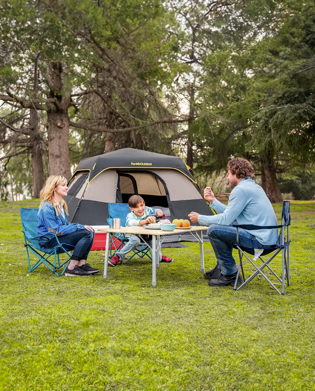 Fanttik Instant Cabin Tent for 4/6/8/10 Person - 60 Second Setup, Waterproof Rainfly & Windproof Design - Portable Camping Tent with Carry Bag for Family Camping, Hiking, Backpacking & Outdoor Adventures