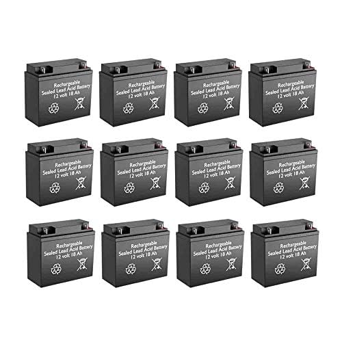 FM12170E Replacement 12V 18Ah SLA Rechargeable Battery - Pack of 12 | Compatible with Power Wheels, Emergency Lights & Security Systems