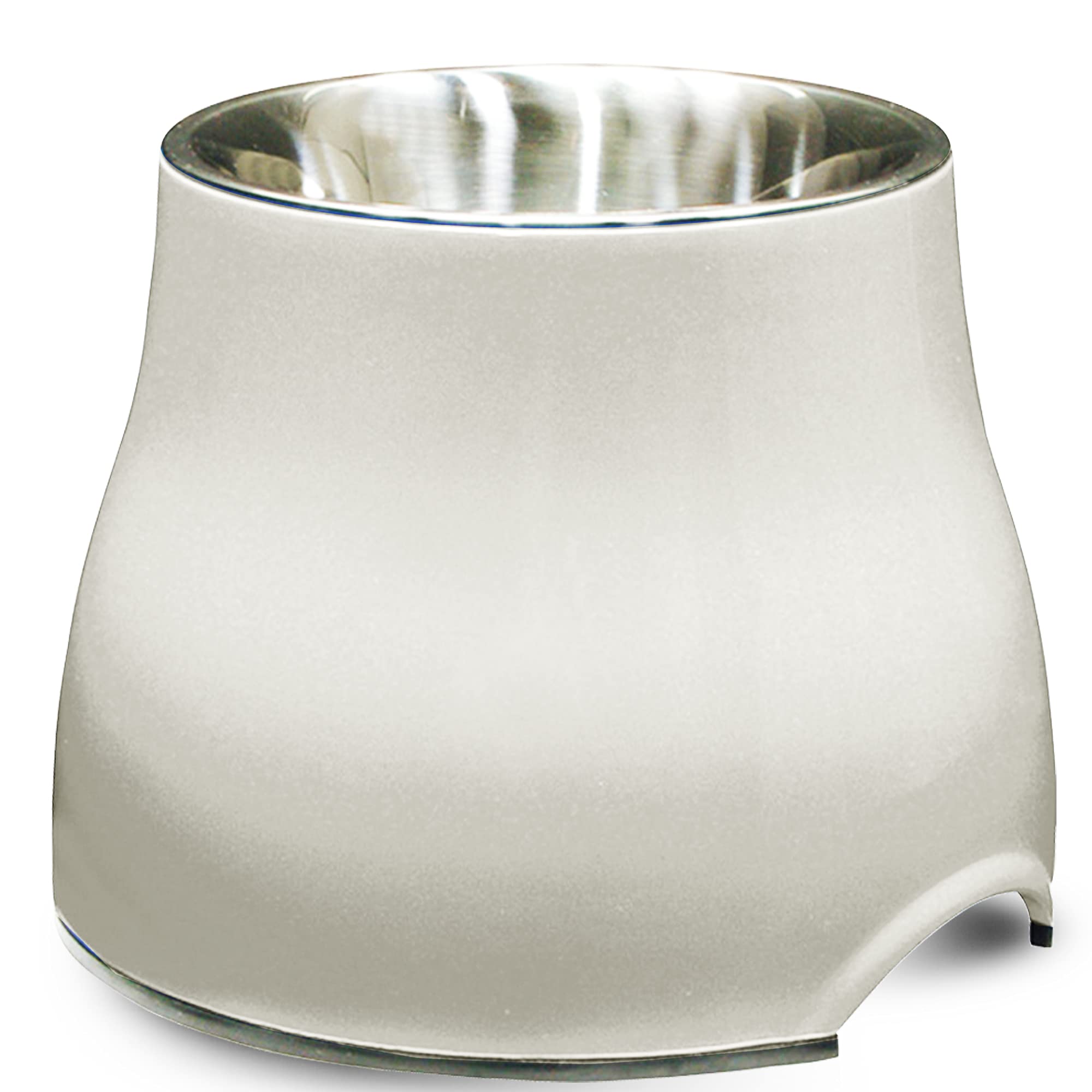 Elevated Stainless Steel Dog Bowl for Large Dogs - Adjustable Height Pet Food & Water Dish - White (Model 73753) - Perfect for Dining Areas & Outdoor Use