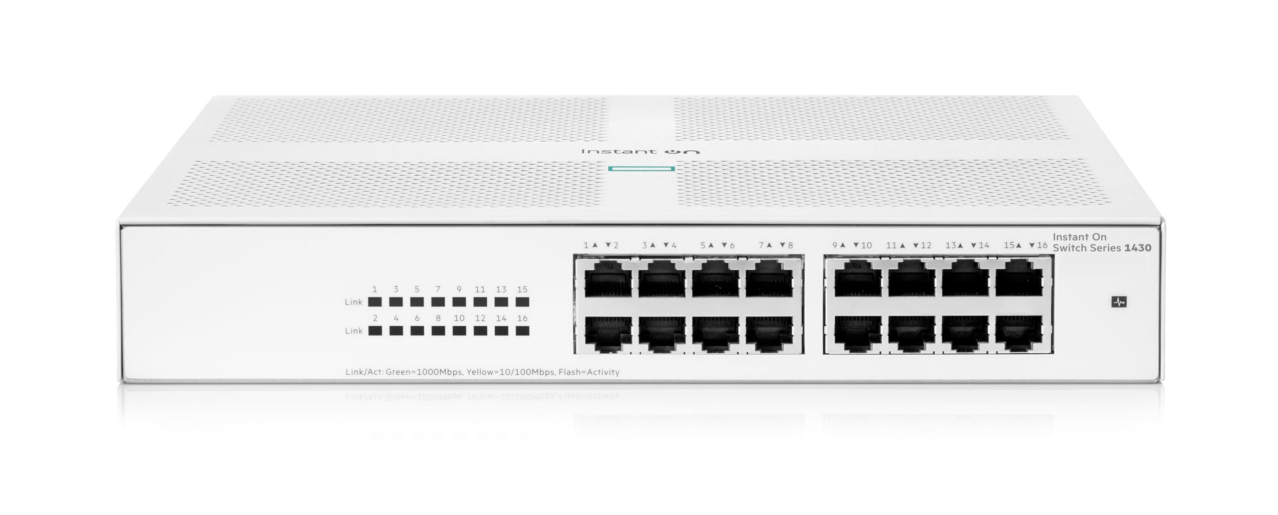 HPE Networking Instant On 1430 16-Port Gigabit Unmanaged Layer 2 Ethernet Switch | 16x 1G Ports | Fanless Design | Plug & Play | US Power Cord (R8R47A#ABA) | Ideal for Small Business & Home Office Networks
