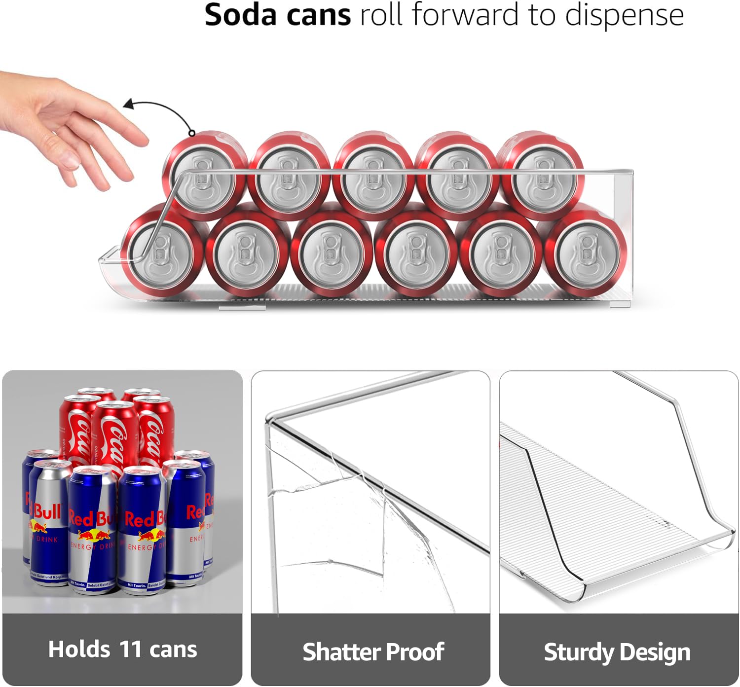 Sorbus Slim Soda Can Organizer for Refrigerator - Space Saving 12oz Can Holder & Dispenser - Fridge, Pantry, Kitchen Storage Solution (Set of 2) - Perfect for Organizing Diet Coke, Beer, Energy Drinks at Home or Office
