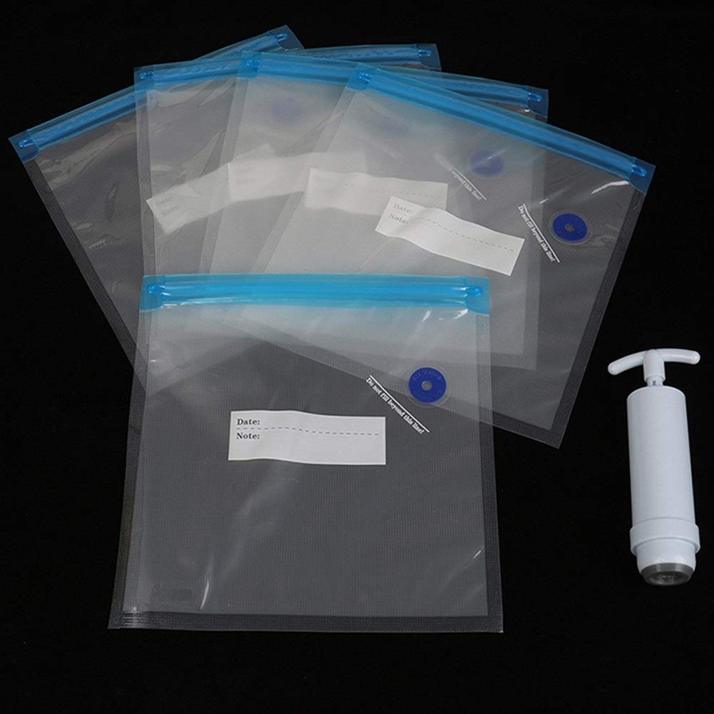 5-Piece Hand Pump Vacuum Sealer Kit with Manual Food Saver & Storage Bags – Compact Kitchen Machine for Fresh Food Preservation, Meal Prep, and Sous Vide Cooking