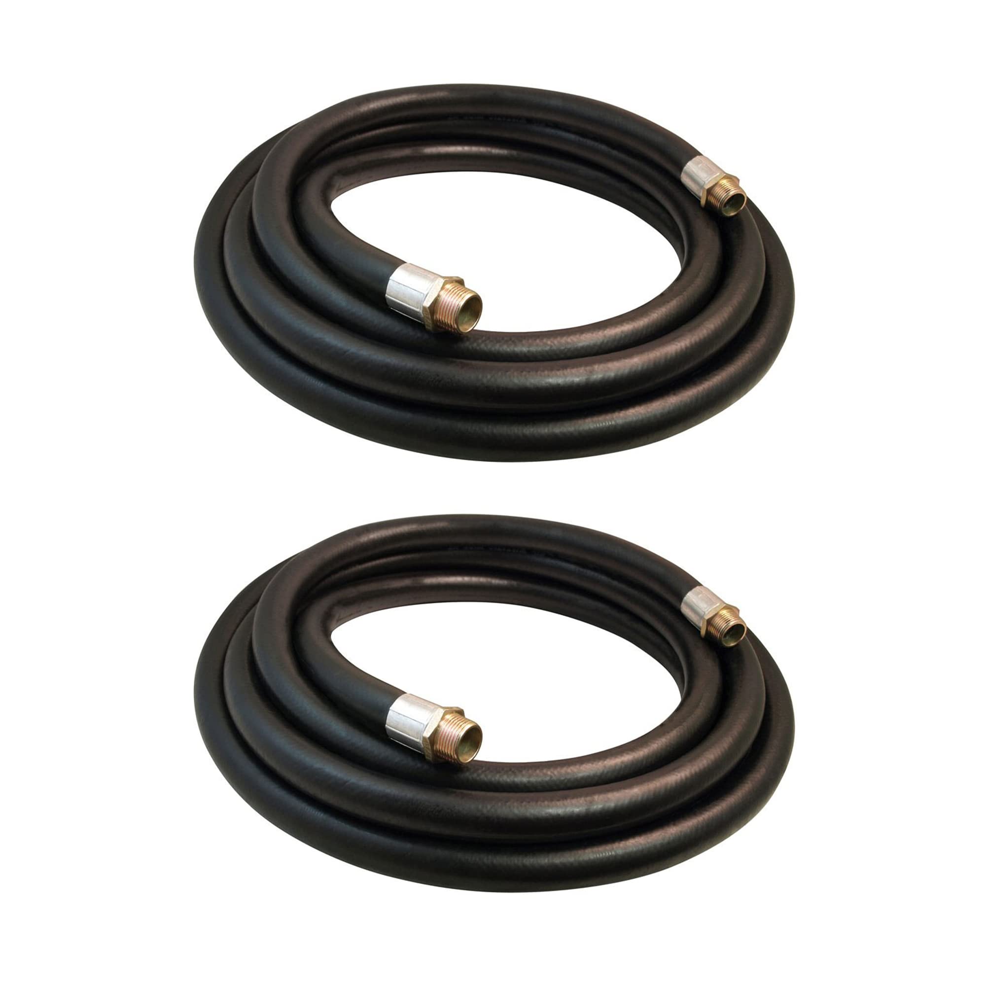 1 Inch Diameter 20ft Farm Fuel Transfer Hose - Gasoline, Oil & Diesel Tractor Hose for Personal & Professional Use (2-Pack, Black) - Ideal for Agriculture, Construction & Equipment Maintenance