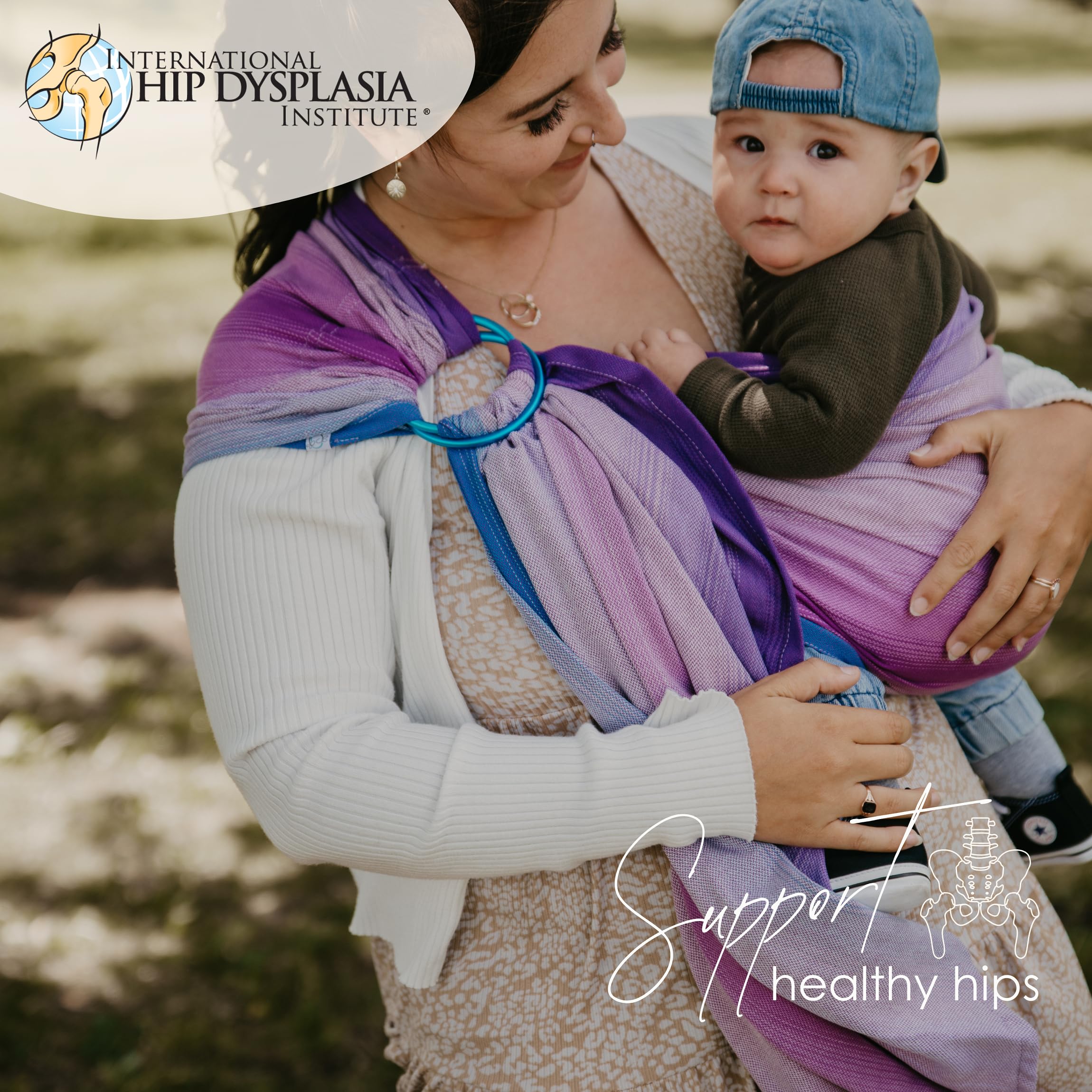 CHIMPAROO Organic Cotton Ring Sling Baby Carrier - Adjustable & Comfortable Newborn to Toddler Wrap (0-35 lbs) with Aluminum Rings - Amethyst, Size 1 - Perfect for Breastfeeding, Babywearing & Hands-Free Parenting