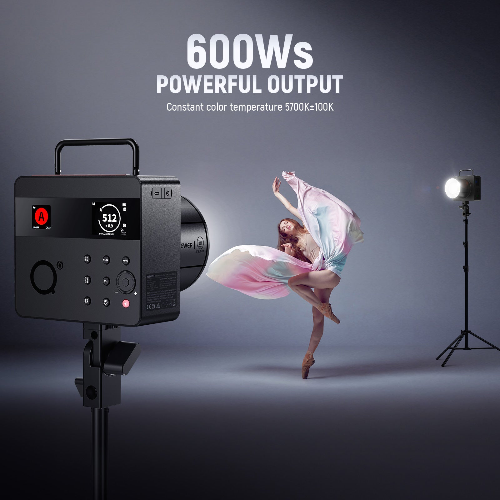 NEEWER Q6 600Ws 2.4G TTL HSS Professional Studio Flash with Wireless Remote - Perfect for Outdoor Photography, Portrait & Wedding Shoots