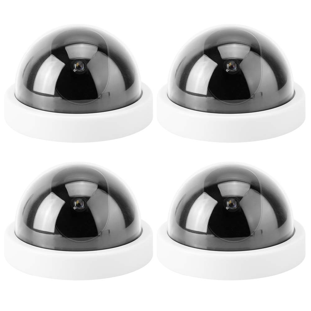 BTER 4-Pack Fake Dome Security Camera with LED Light - Dummy Simulation Camera for Supermarkets, Hotels & Home Security - White ABS Plastic Anti-Theft Decoy (Ideal for Indoor/Outdoor Surveillance Deterrent)