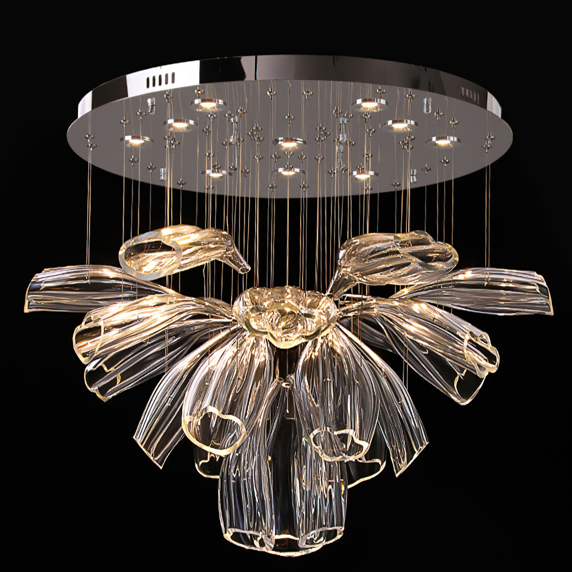 Elegant Glass Lotus Chandelier - Modern Ceiling Light Fixture for Living Room, Bedroom, Dining Room & Home Decor