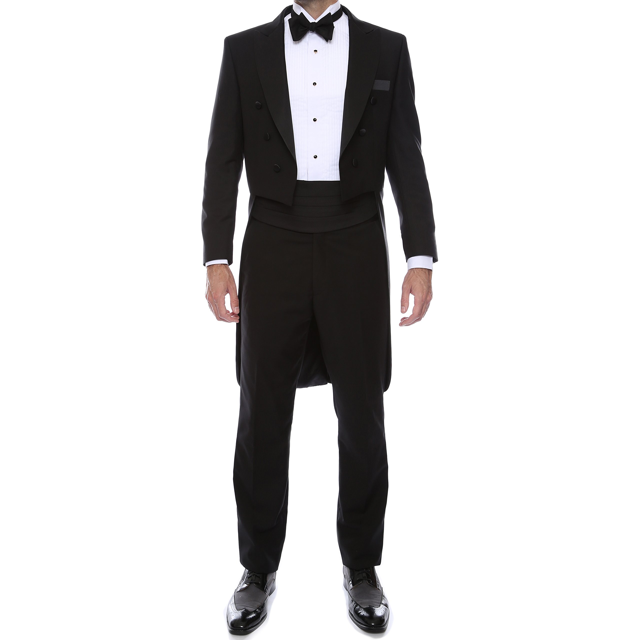 Men's Classic Regular Fit Peak Lapel Tailcoat Tuxedo Suit Set with Matching Pants - Formal Evening Wear for Weddings, Galas & Black Tie Events