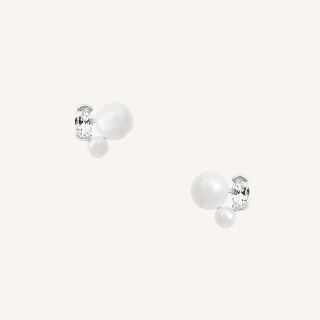 Pia Pearl Stud Earrings for Women - 14K Gold Plated Elegant Pearl Earrings - Perfect for Weddings, Parties & Everyday Wear