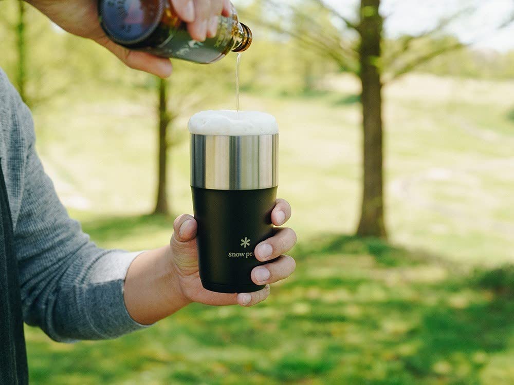Snow Peak SET-470 16oz Thermo Tumbler Set of 4 (Black, Olive Green, Silver, Sand) - Double Wall Vacuum Insulated Stainless Steel Travel Mug for Hot & Cold Beverages - Perfect for Camping, Office & Outdoor Adventures