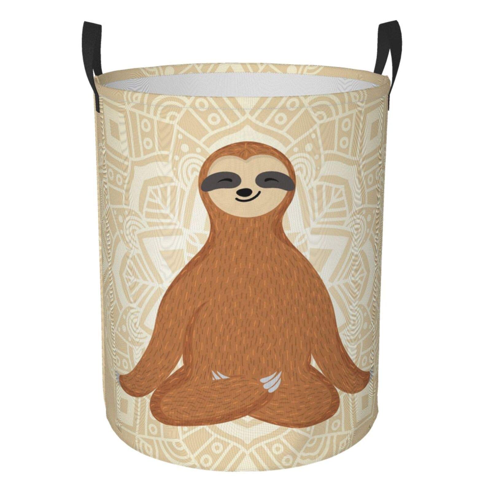Funny Sloth Collapsible Laundry Basket with Handle - Waterproof Fabric Hamper for Clothes, Toys & Storage - Large Foldable Laundry Bin Organizer for Bathroom, Bedroom & Kids Room - Perfect for Laundry Day, Toy Storage & Home Organization