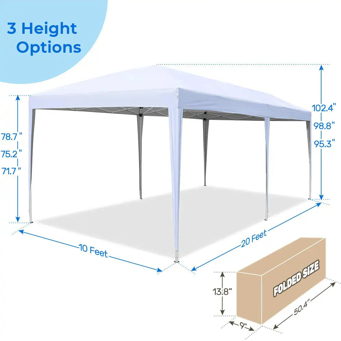 10'x20' EZ Pop Up Canopy Tent - Instant Shelter for Outdoor Events, Parties, Camping & Beach - Waterproof & UV Protection
