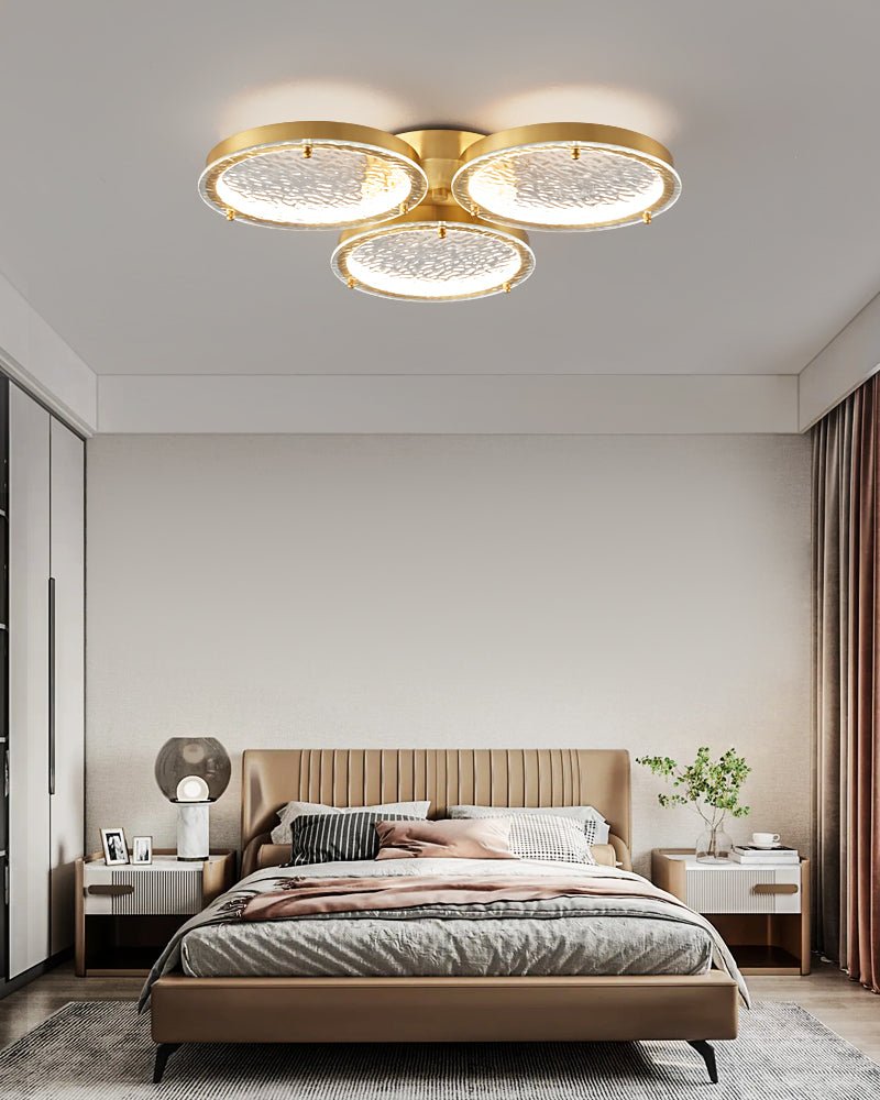Elegant Golden Rings Ceiling Light Fixture - Modern Crystal Chandelier for Dining Room, Bedroom & Living Room - Perfect for Home Decor & Wedding Lighting