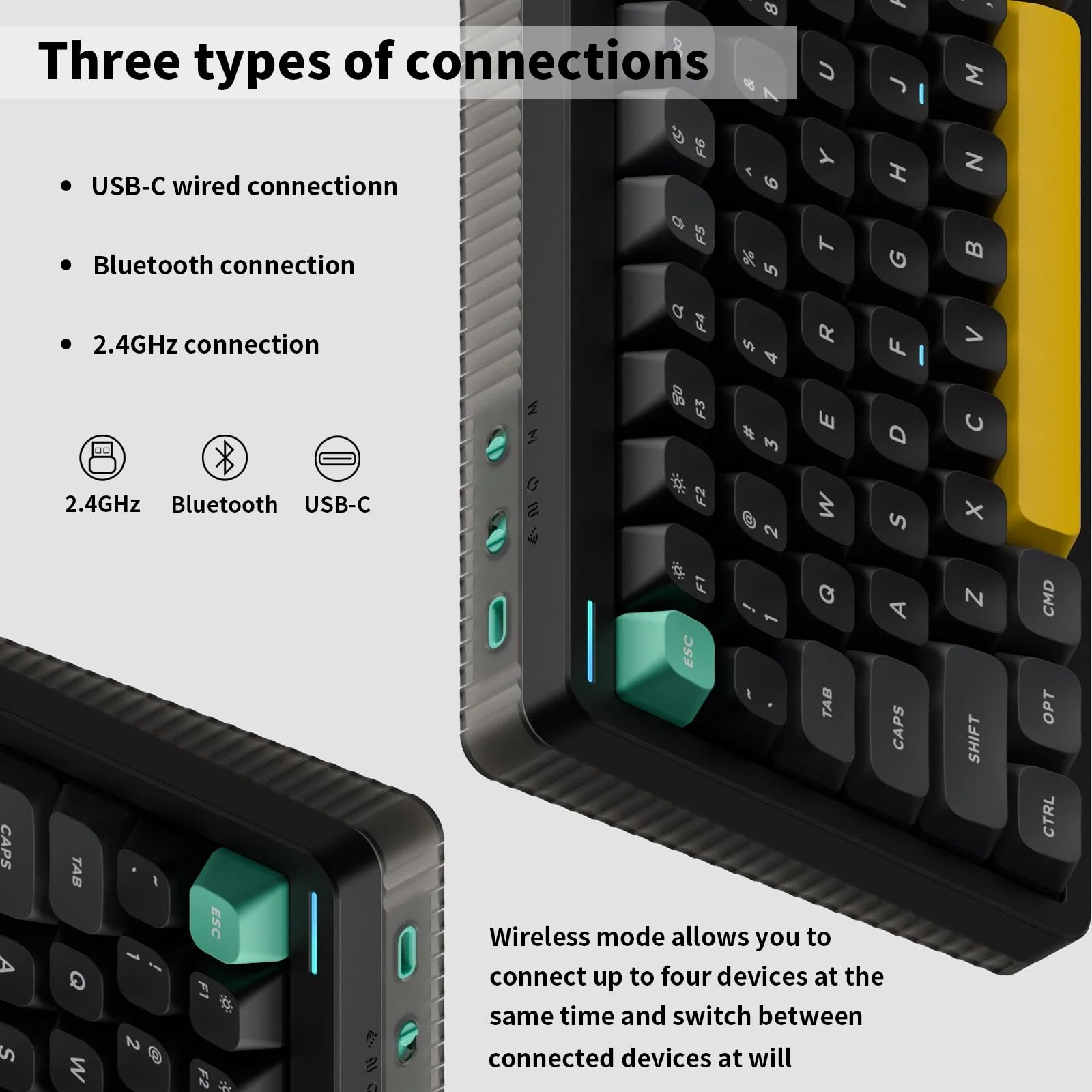 Nuphy Halo75 V2 Wireless Mechanical Gaming Keyboard - 75% RGB Backlit, Hot Swappable for PC/Mac Gaming