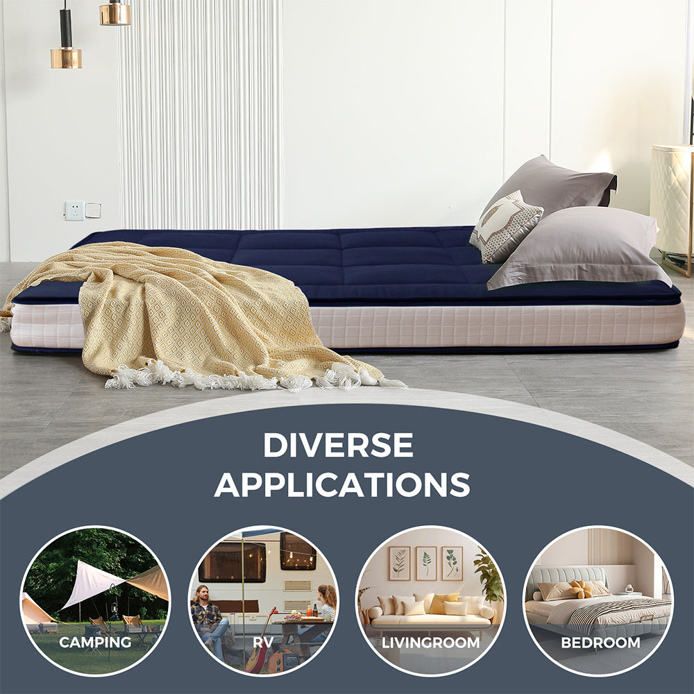 SereneComfort Premium FeatherTouch 6-Inch Futon Mattress - Navy Blue - Ultra Soft & Supportive for Couches, Daybeds & Guest Rooms - Perfect for Small Spaces, Apartments & Dorm Rooms