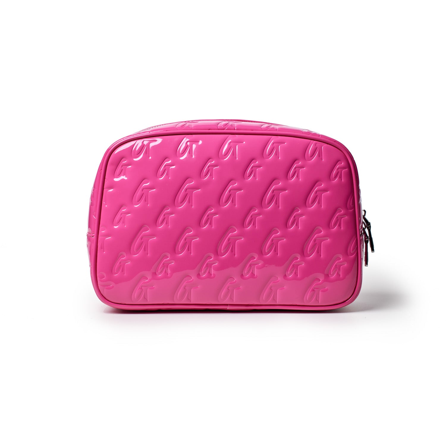 Small Monogram Toiletry Bag with Mirror - Hot Pink | Travel Cosmetic Organizer for Women & Girls | Perfect for Gym, Vacation & Makeup Storage