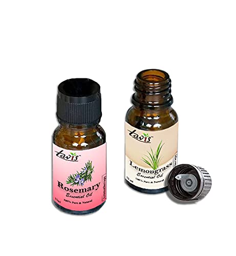 Pure Lemongrass Essential Oil & Rosemary Essential Oil for Aromatherapy, Massage, Diffuser, Skin & Hair Care – 100% Natural Therapeutic Grade