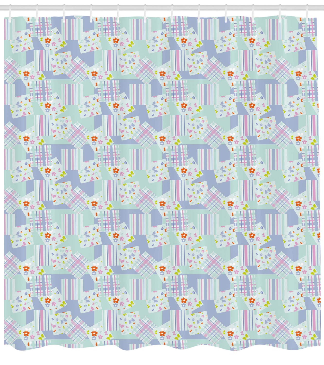 Ambesonne Abstract Floral Shower Curtain - Pastel Scattered Design on Seafoam Background, 69