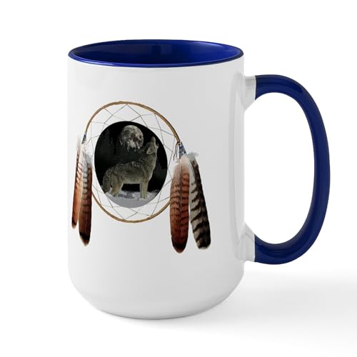 White/Navy Inside - Coyote Spirit Large Mug
