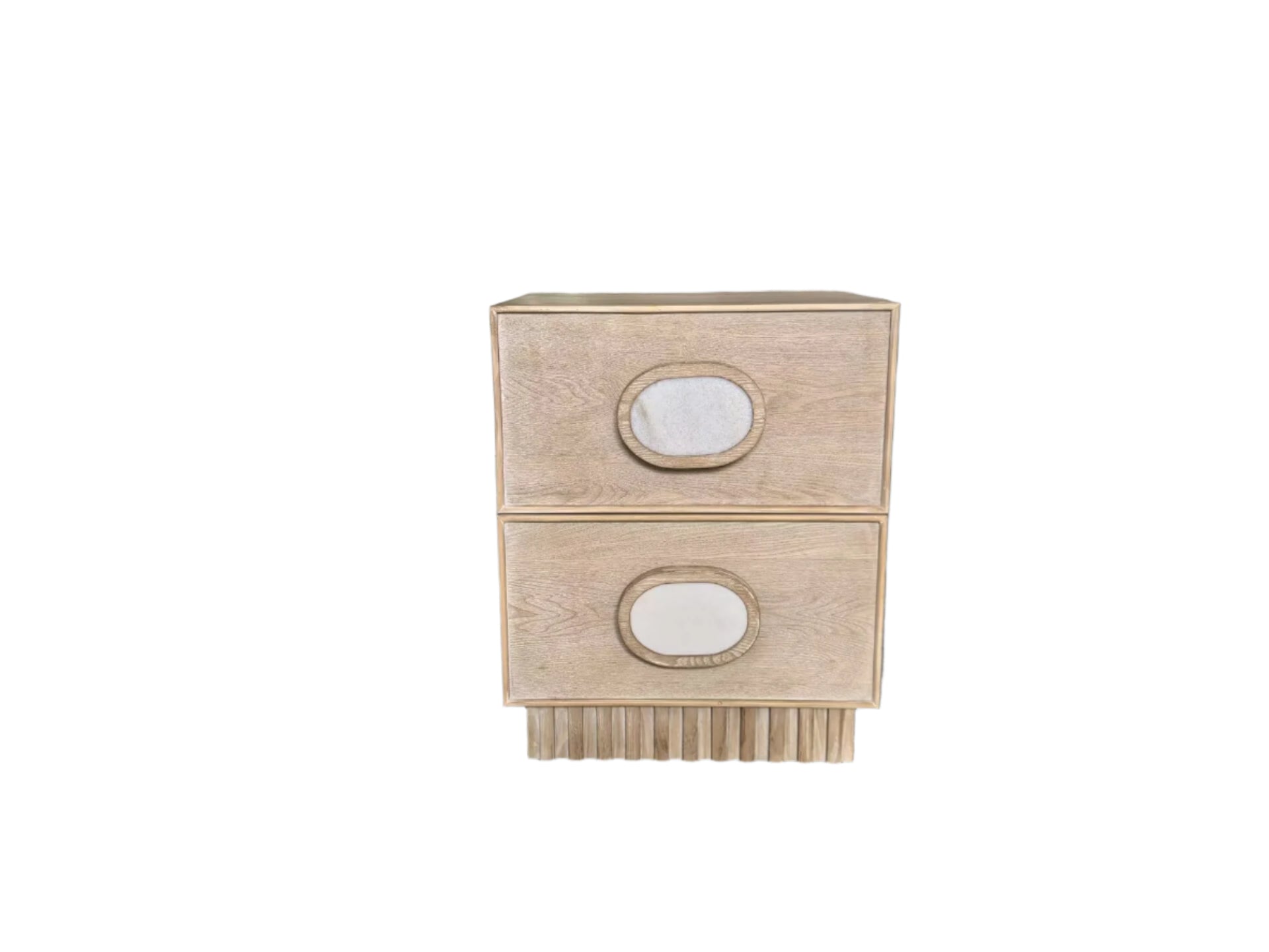 Modern Lulu Light Oak Nightstand with White Handles - Bedside Table for Bedroom, Living Room, or Nursery - Perfect for Storage and Decor