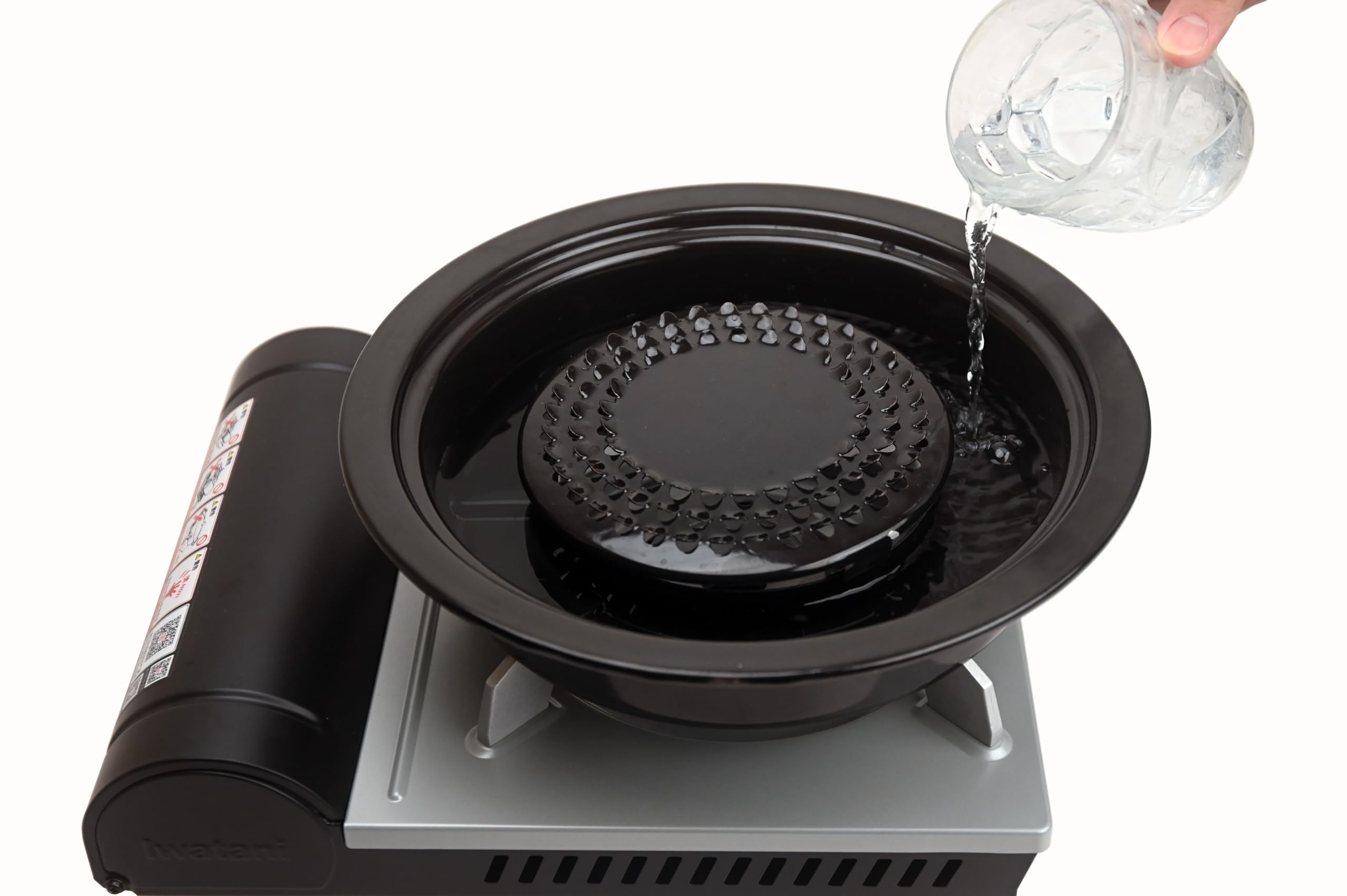 Japanese Korean Stove Top Grill Pan for BBQ & Yakiniku - Black with Water Pan & Free Tongs for Home Cooking