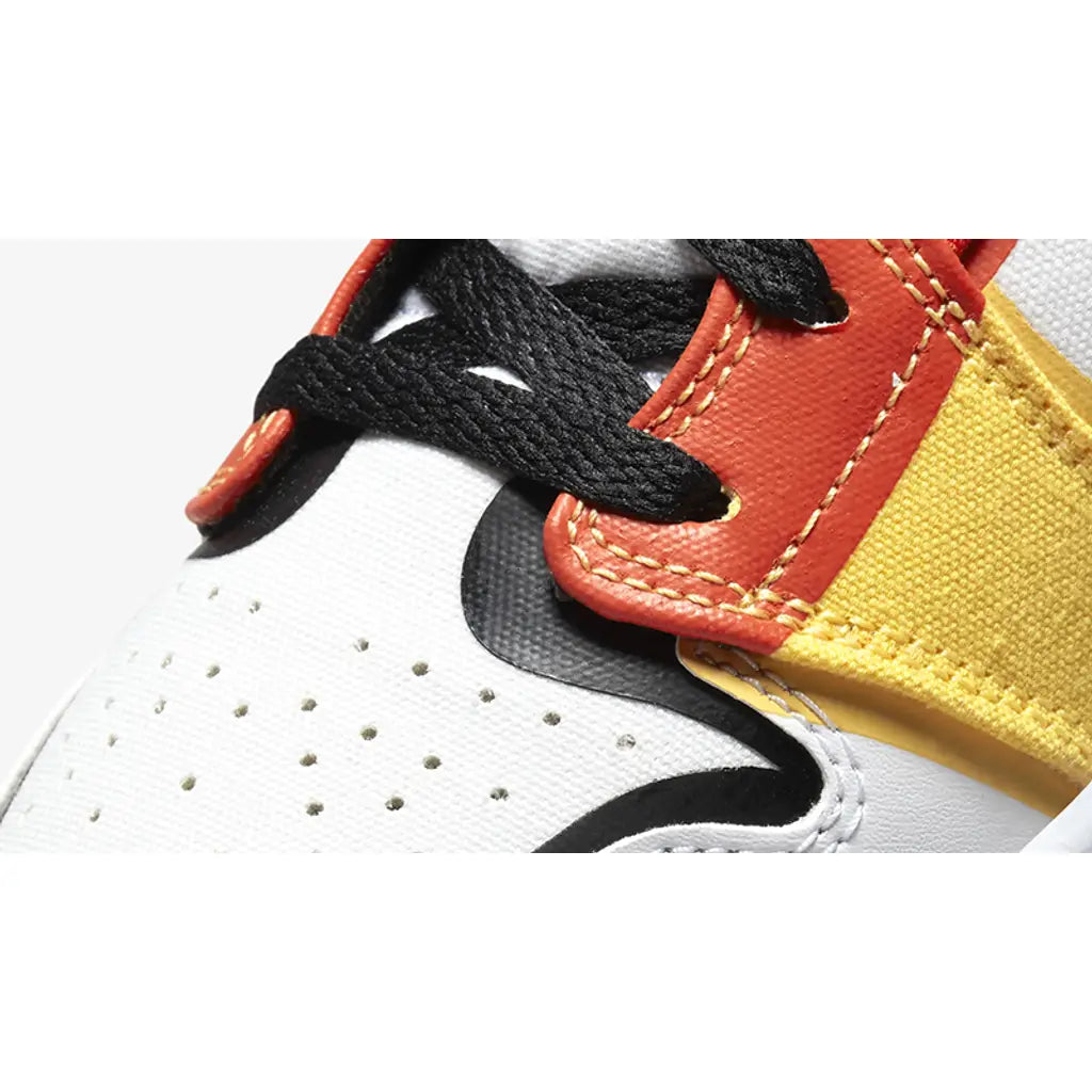 Nike Kids Air Jordan 1 Mid Basketball Shoes - White/Black/Red/Yellow/Blue - High Top Sneakers for Boys & Girls - Perfect for School, Sports & Casual Wear