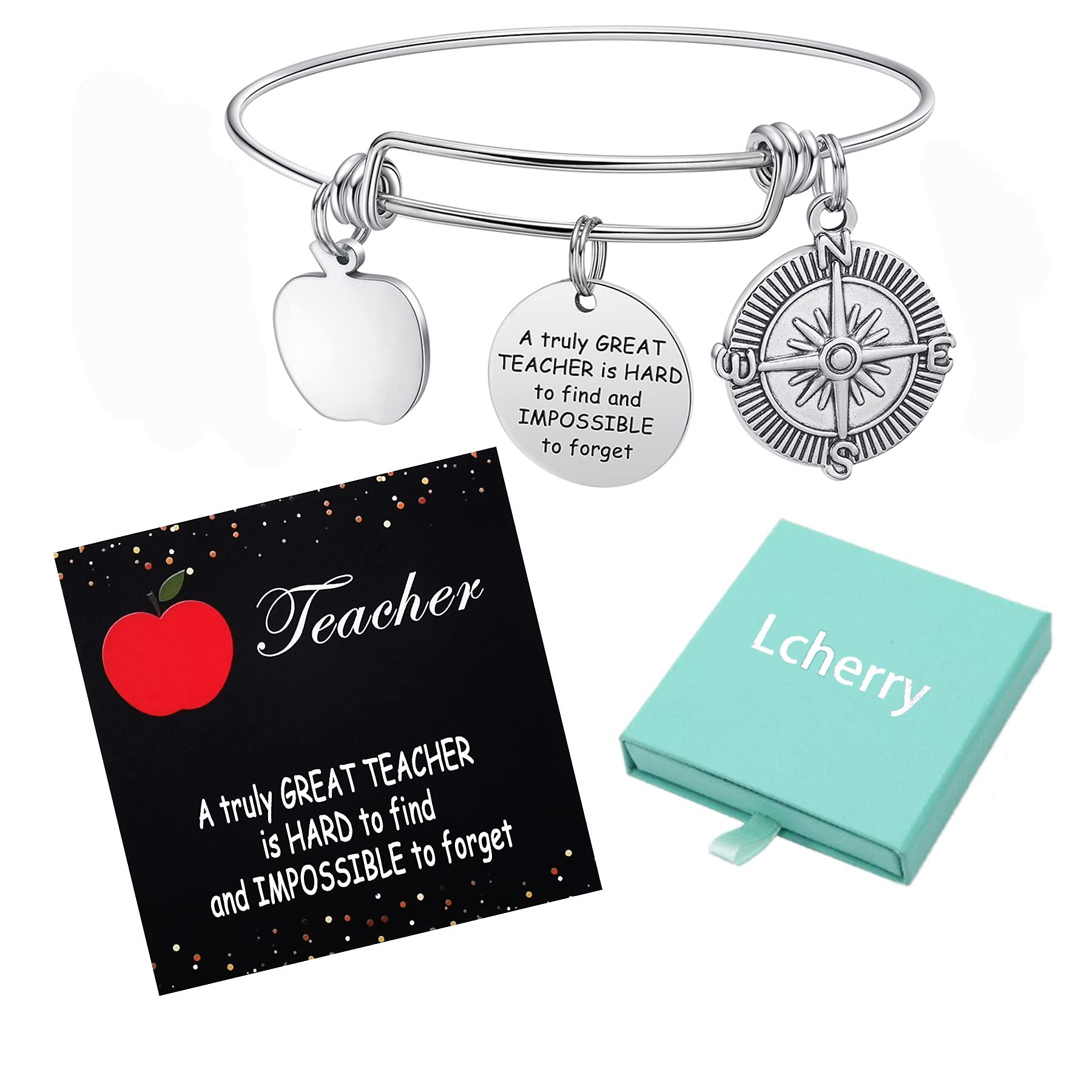 Lcherry Teacher Appreciation Bracelet for Women - Elegant & Adjustable Teacher Gift for Women - Perfect for Teacher's Day, End of Year, Retirement & Thank You Gifts