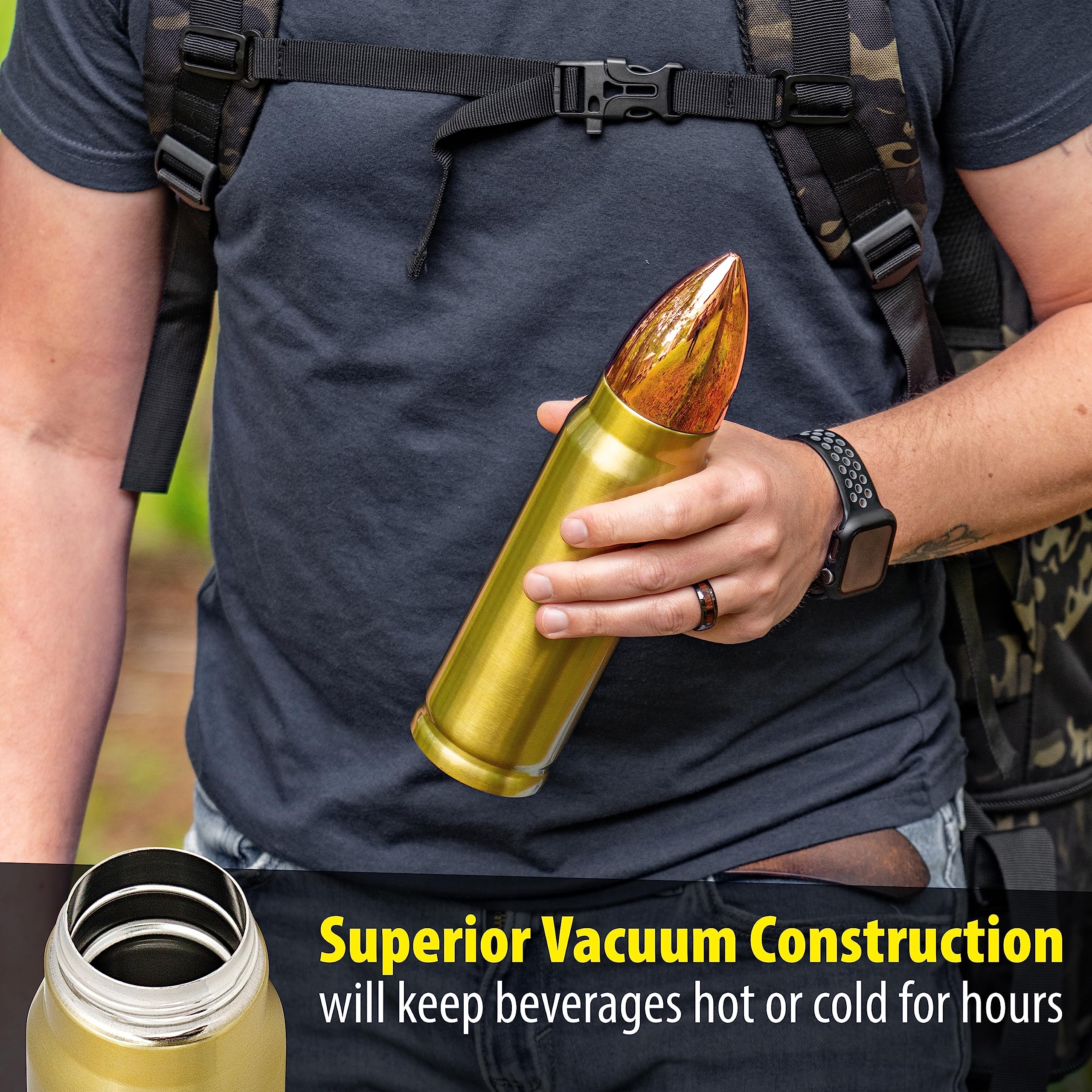 Stainless Steel 17oz (500ml) Vacuum Insulated Bullet Tumbler Cup - Keeps Drinks Hot/Cold for Hours - Perfect for Gym, Office, Travel & Outdoor Activities