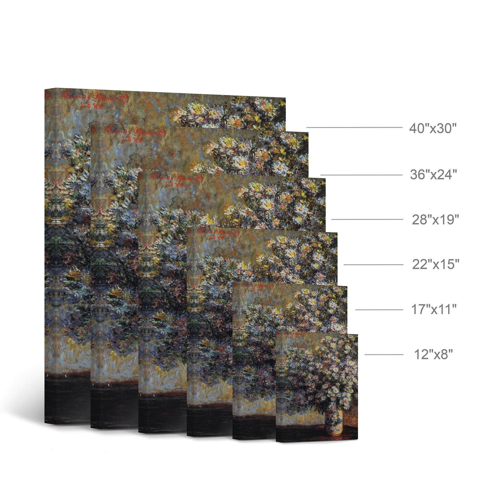 Claude Monet Asters Canvas Wall Art Print - Famous Oil Painting Reproduction, Modern Home Decor, Ready to Hang (36x24) - Perfect for Living Room, Bedroom & Office Decoration | Made in USA