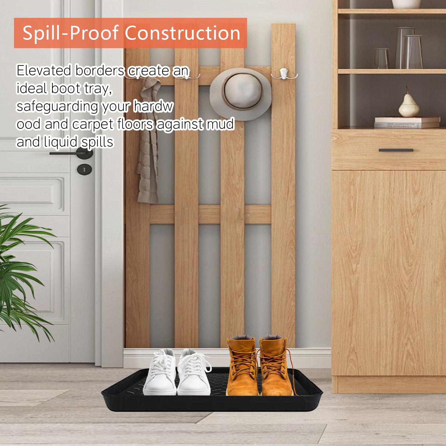 **3-Pack Waterproof Boot Tray for Entryway - 13.7x10.6x1.2 Inch Plastic Shoe Mat with Raised Lip - Multi-Use as Dog Food Mat, Pet Water Tray, Shoe Drying Mat & Trash Can Mat - Ideal for Indoor & Outdoor Use in Mudrooms, Garages & Pet Areas**