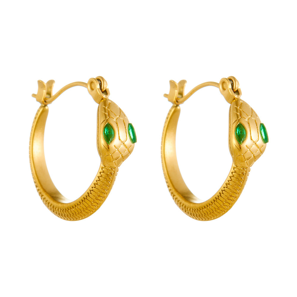 18K Gold Snake Huggie Hoops Earrings for Women | Trendy Minimalist Hoop Earrings | Perfect for Everyday Wear, Parties & Gifts | JDE352
