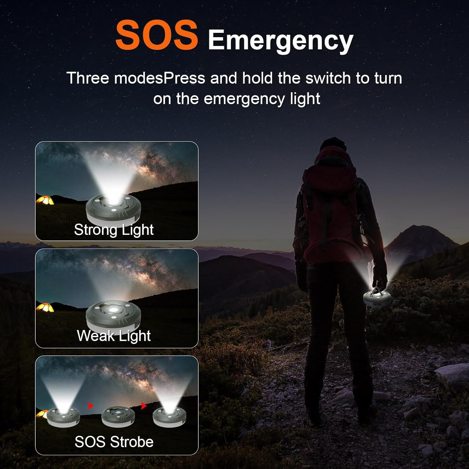32.8FT USB Rechargeable Camping String Lights - 4-in-1 Waterproof Fairy Lights with 8 Lighting Modes & 30s Recovery, 2000mAh Battery for Tent, RV, Yard, Garden Decor | Perfect for Outdoor Camping, Hiking, Backyard Parties and Patio Lighting