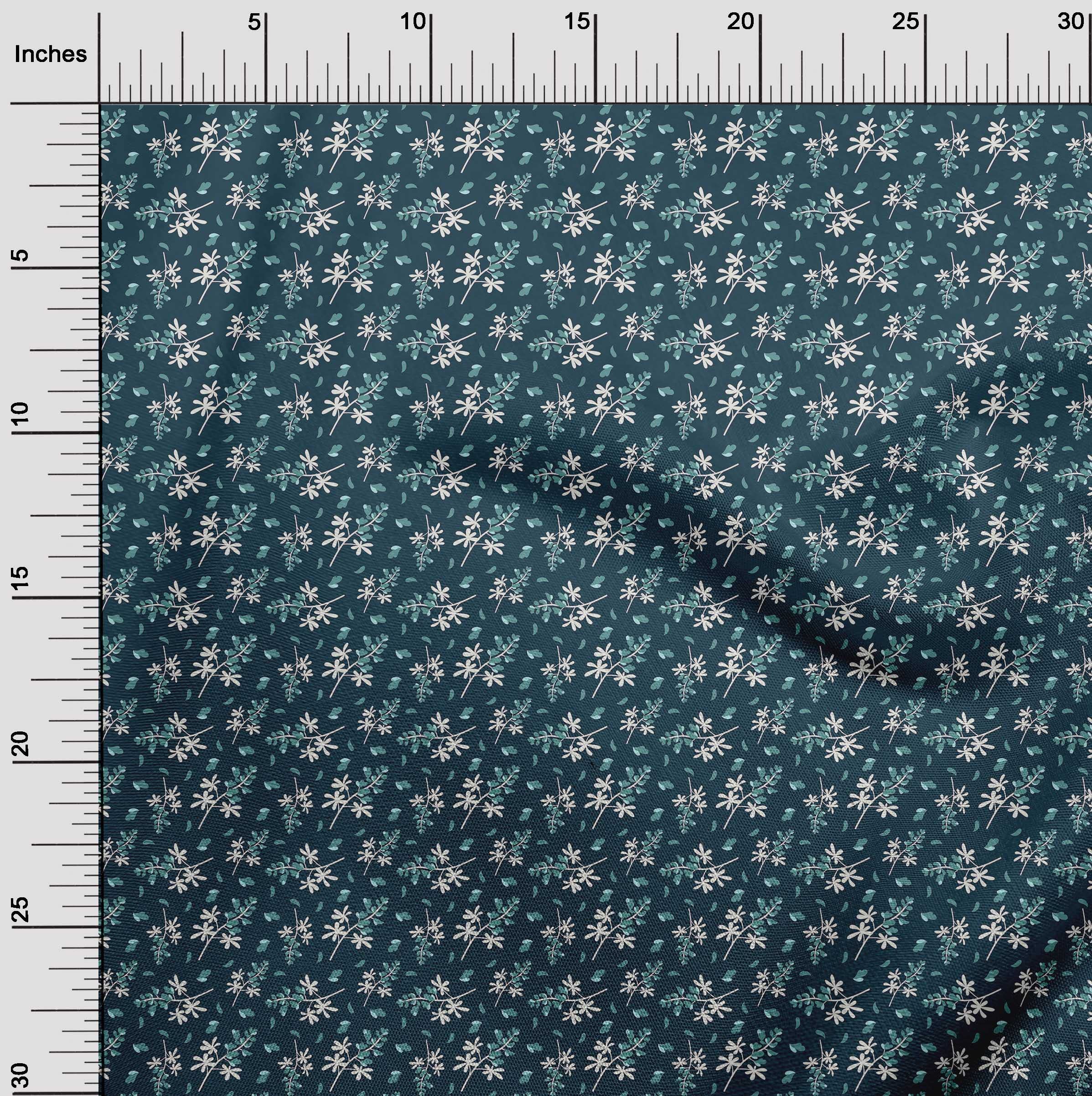 oneOone Viscose Jersey Blue Floral Print Fabric for Kids Clothing - 60 Inch Wide DIY Sewing Material by The Yard | Perfect for Dresses, Skirts & Craft Projects