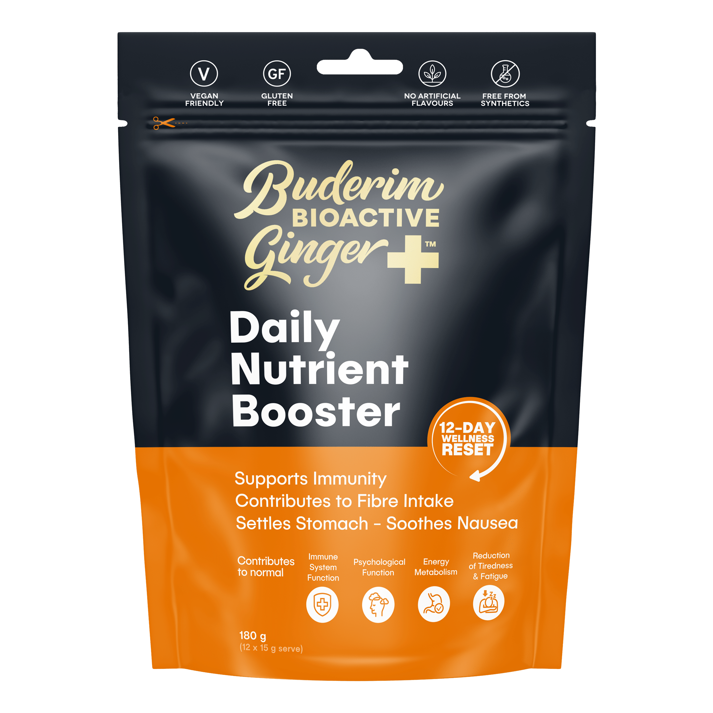 BUDERIM GINGER Bioactive + Daily Nutrient Booster - Organic Ginger Supplement for Immune Support & Energy Boost - Perfect for Smoothies, Tea & Wellness Routines