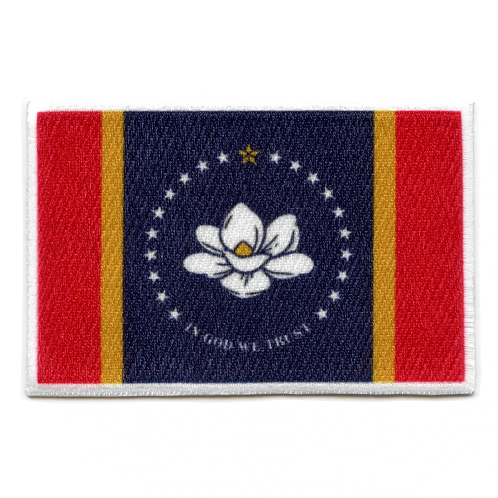 Mississippi State Flag Embroidered Patch - Iron On Sew On Applique for Jackets, Hats, Bags & DIY Crafts - USA Made Souvenir Gift for Collectors