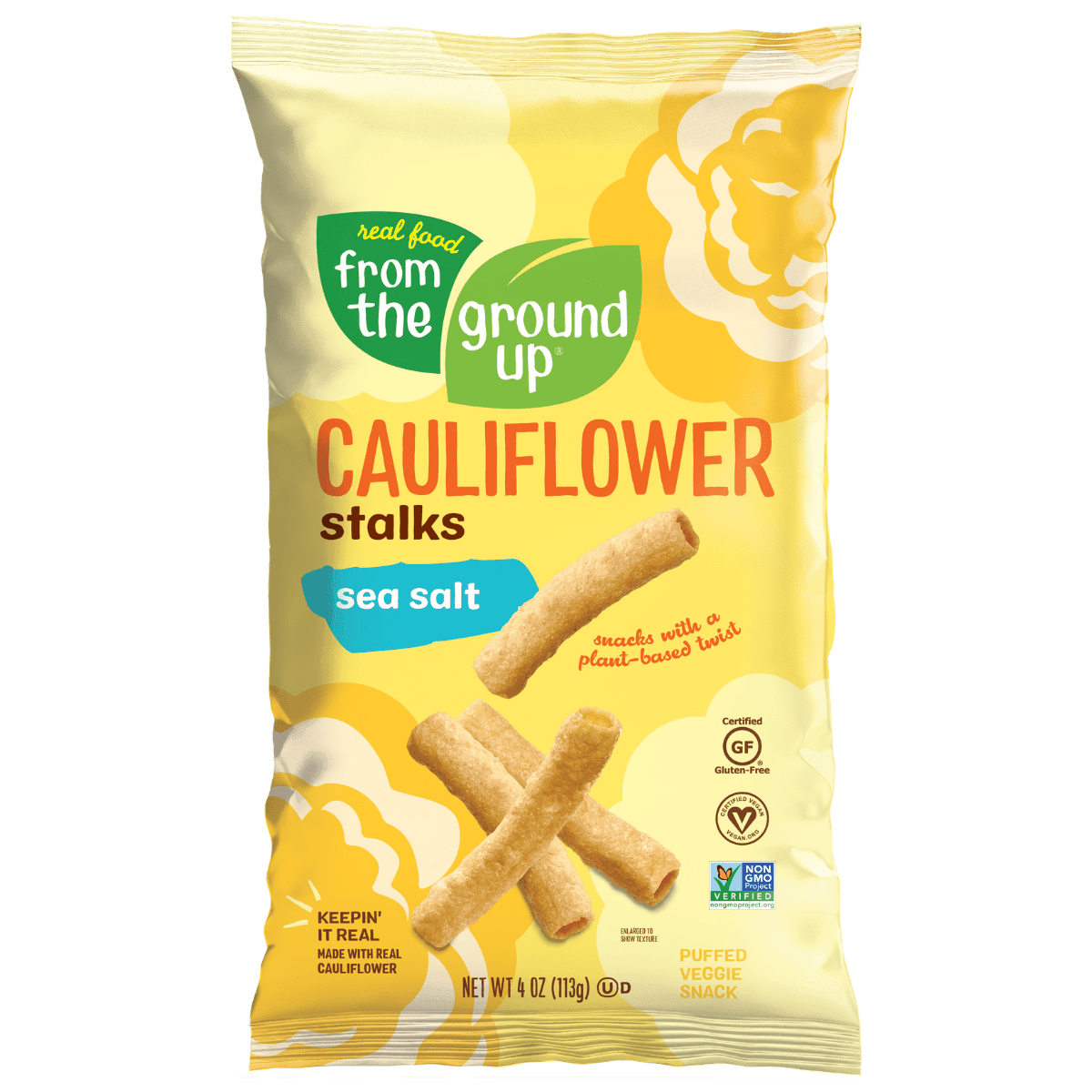 Organic Cauliflower Stalks with Sea Salt - Crunchy Vegan Snack for Healthy Eating, Keto & Paleo Diets - Perfect for On-the-Go, Office Snacks & Road Trips