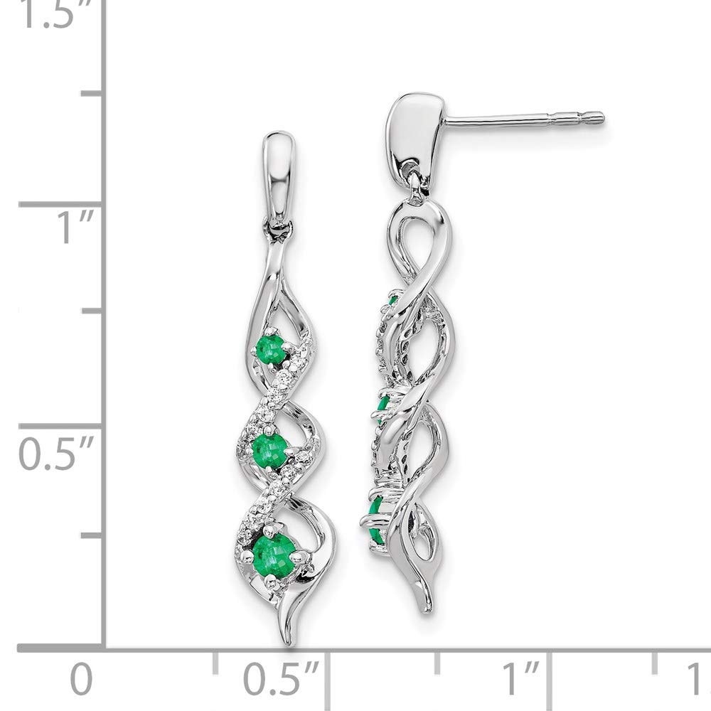 14K White Gold Diamond Emerald Earrings for Women - Elegant Gift for Her