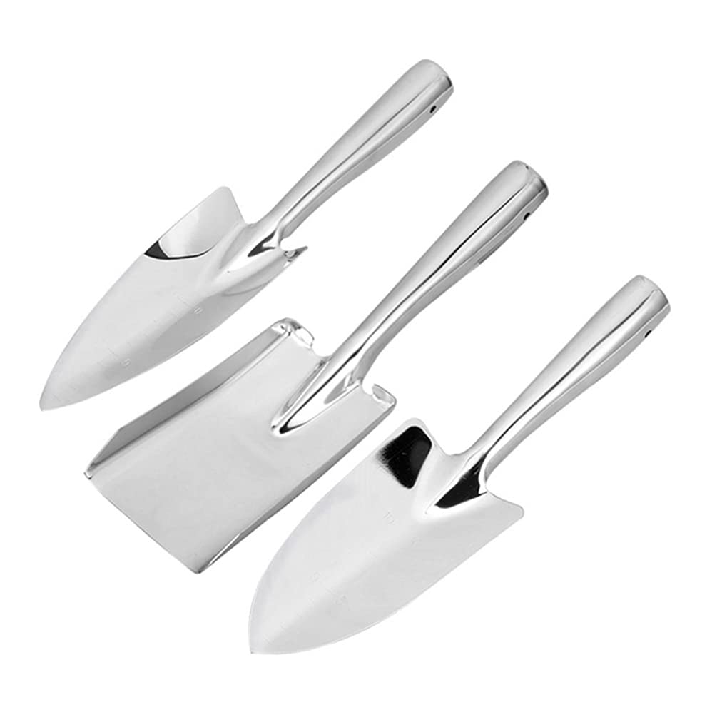 Toddmomy 3-Piece Stainless Steel Garden Hand Shovel Set - Durable Gardening Tools for Planting, Weeding & Digging (Steel Color) - Perfect for Home Gardens, Flower Beds & Outdoor Landscaping