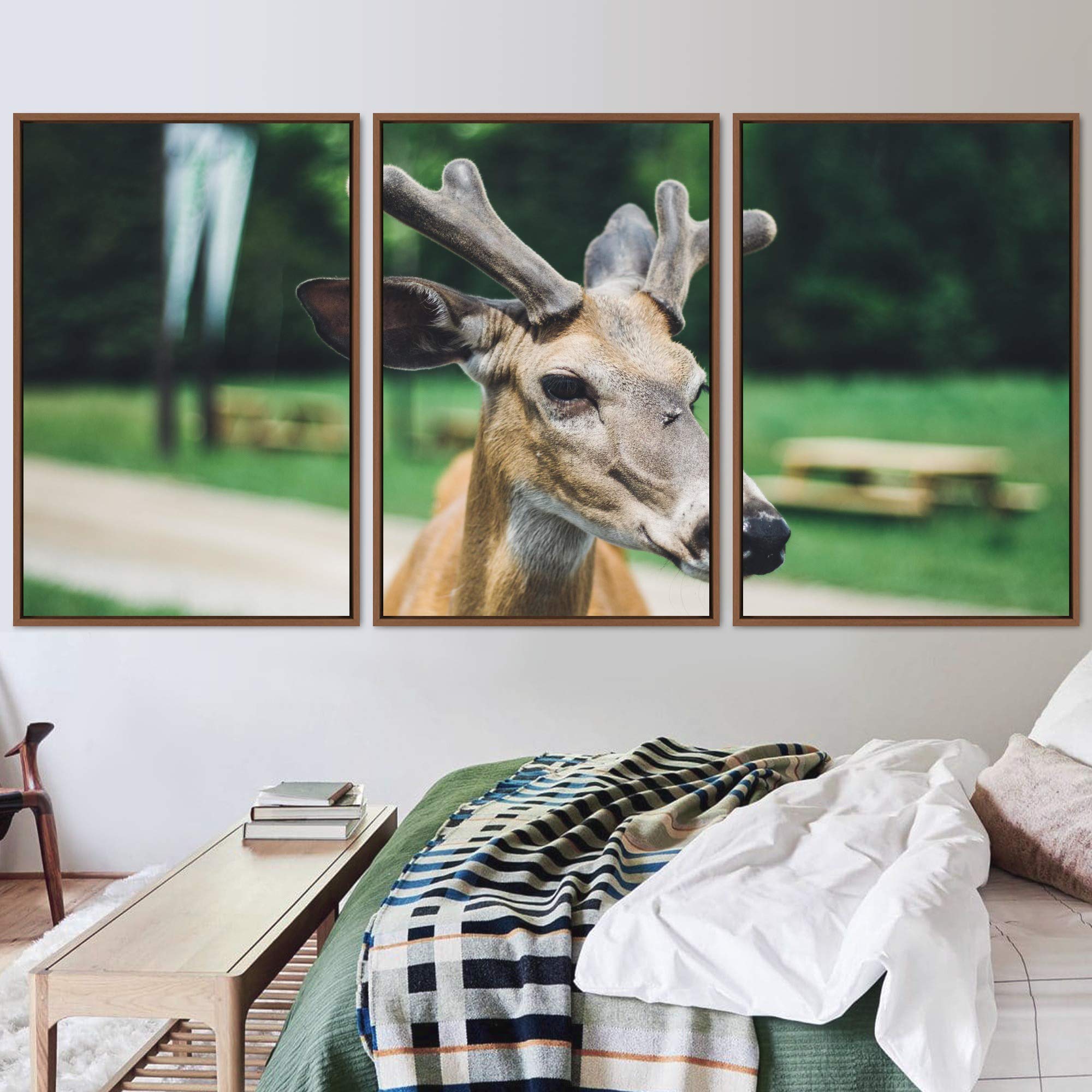Spiritual Deer Canvas Wall Art Set - 3 Piece Framed Animal Prints for Home Decor (24x36 Inches, 3 Panels) | Perfect for Living Room & Bedroom Wall Decor