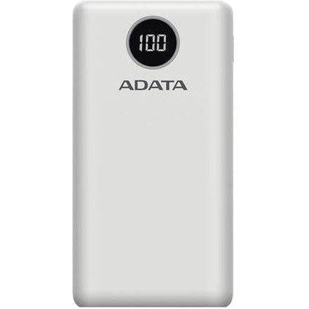 Adata P20000qcd 20000mAh Portable Power Bank - Ultra High Capacity Fast Charging External Battery Pack for Smartphones, Tablets, Laptops | Perfect for Travel, Camping, Emergency Power Backup (White)