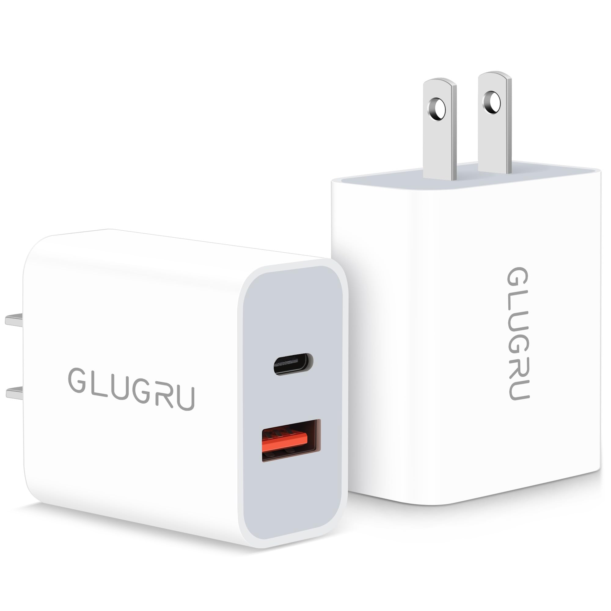 20W Dual USB C Wall Charger Block 2 Pack - PD+QC Fast Charging Power Adapter for iPhone 16/15/14/13/12/11, iPad, Galaxy S23/S22, Android Phones & Tablets - Perfect for Home, Office & Travel Charging
